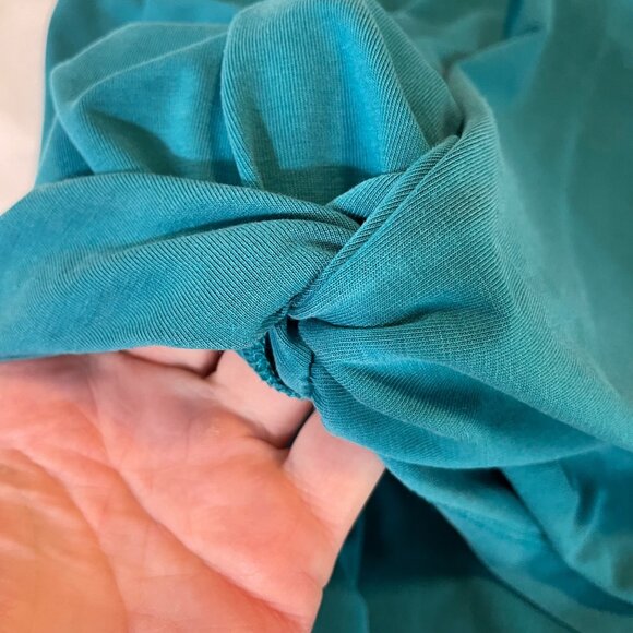 Time And Tru Womens Knot Front Tank Top S Teal Polyester Blend Sleeveless - Picture 3 of 8